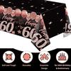 2pcs 60th Birthday Tablecloth, Black Rose Gold 60th Birthday Decorations for Woman Vintage 1966 Table Cloth Plastic Rectangular Table Cover Happy 60