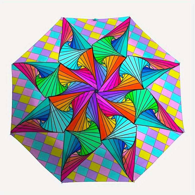 

1pc Kaleidoscope Pattern Automatic Open/close Folding Umbrella, Compact Portable Travel Umbrella, Perfect Birthday/Christmas, Cute Umbrella,