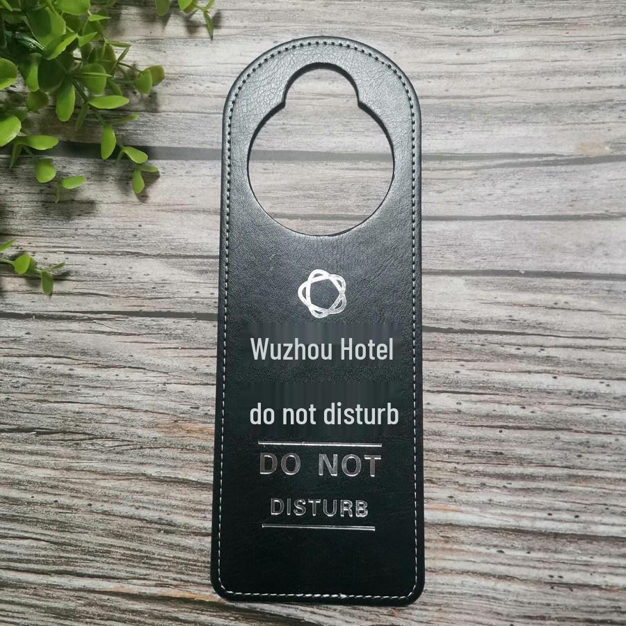 PU Leather Do Not Disturb Door Sign - English Version for Hotels and Conferences