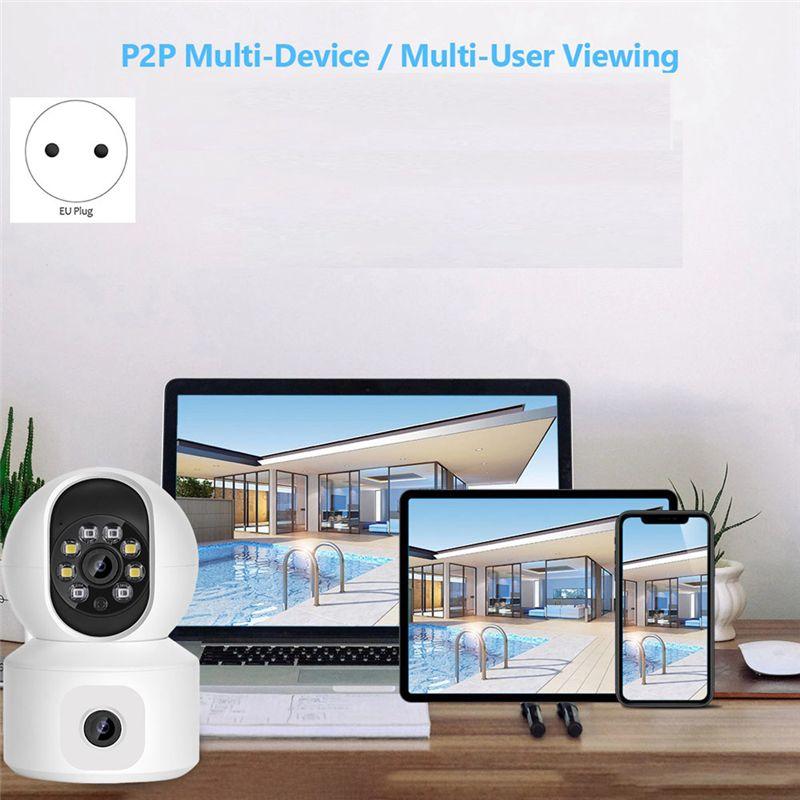 ABUO-4MP IP PTZ Camera Dual Screens Motion Detection Two Way Audio Indoor White EU Plug