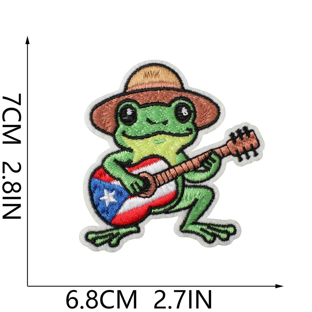 Puerto Rican Theme Embroidery Cloth Sticker Clothes Holiday Dress Frog Embroidery Chapter Boy Ironing Bag Decorative Patch