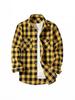 European Size Plaid Hooded Short-Sleeved Men's Cardigan Shirt with Double Pocket Flap