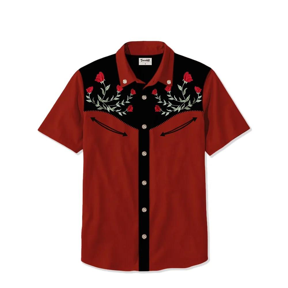 Men's Western Cowboy Style Short Sleeve Shirt Comfortable Breathable Summer Fashion Women's Shirt Top