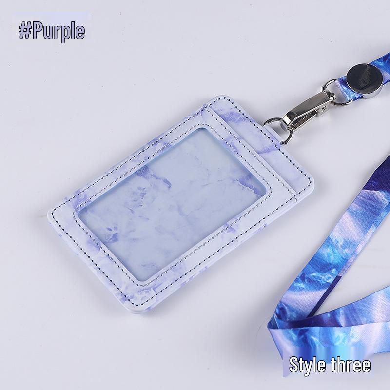 Jinbei Leather ID Card Badge Holder with Lanyard