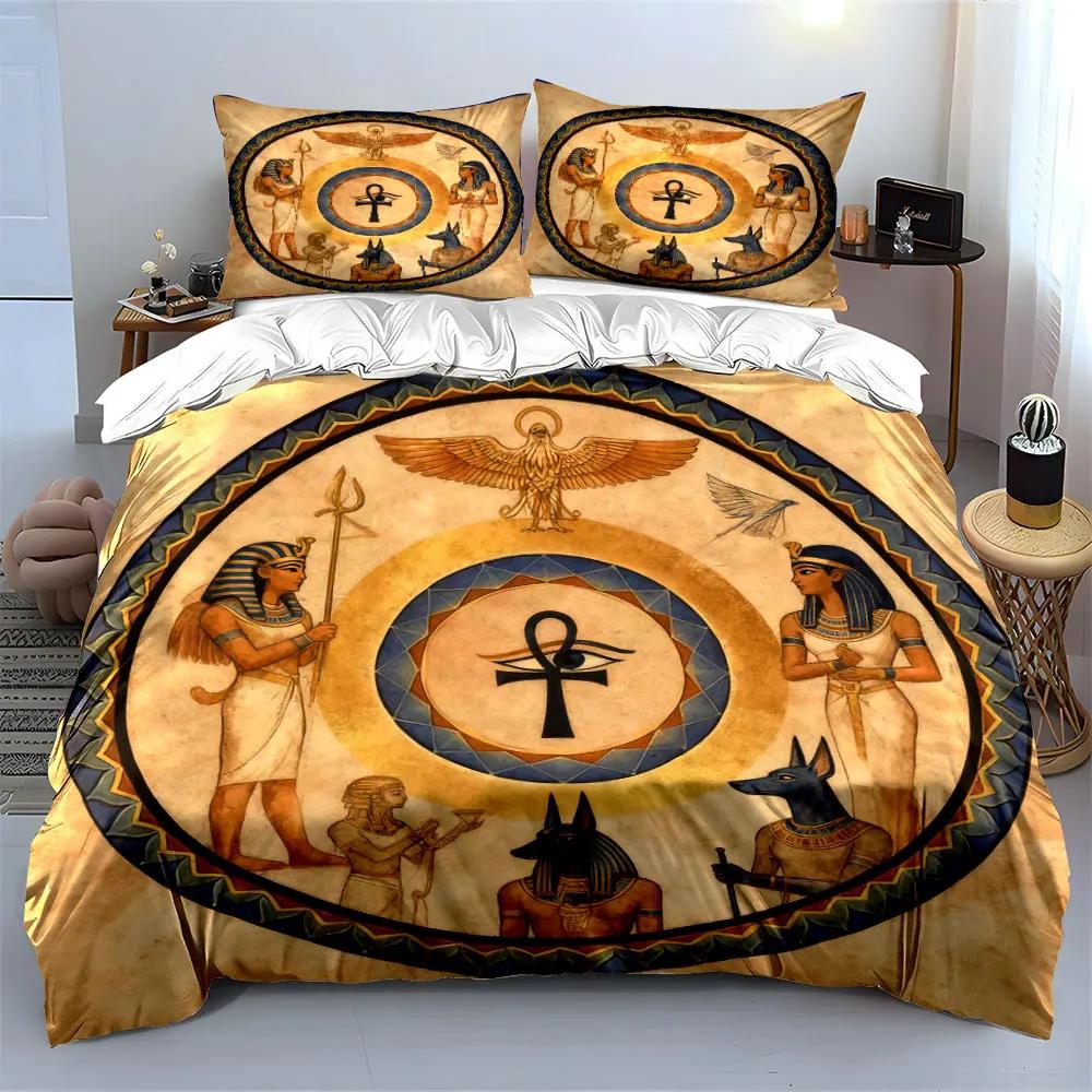 Ancient Egyptian Decor Set Soft Comfortable Duvet Cover Bedding Set Included 1*Duvet Cover & 2*Pillowcases Gift