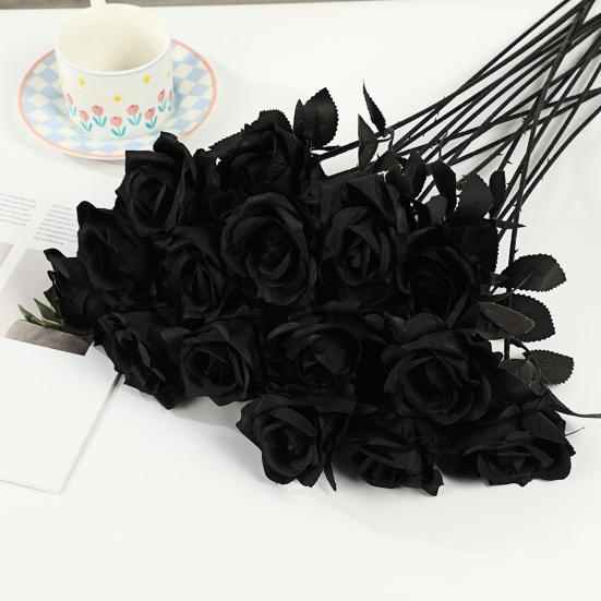 Artificial Rose Flower Realistic Long Stem Faux Silk Rose Bouquet for Valentine's Day Home Wedding Party Centerpiece Flower Arrangement