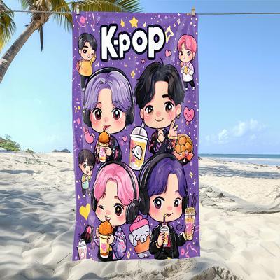 1pc K-pop Idol Beach Towel Extra Large Quick Dry Microfiber Sand Free Absorbent for Pool Travel Yoga 2D Flat Print Washable