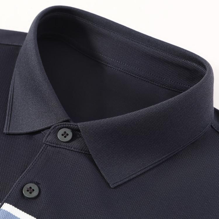 Summer Classic Striped Business Casual Silk Slippery Cool Drop Short Sleeve Polo Shirt with Mulberry Silk