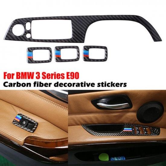 Real Carbon Fiber Window Lift Switch Button Panel Cover For BMW M3 E93 E92 E90