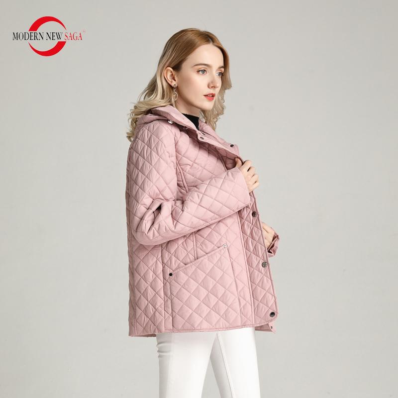 Damejakke MODERN NEW SAGA Spring Tynn bomullsjakke Mote Kortjakke dame hette