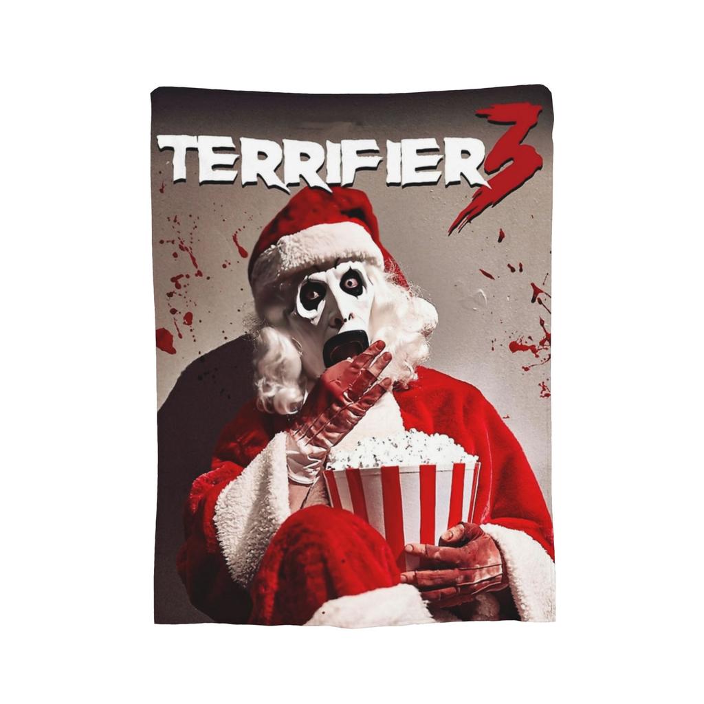 Poster von Terrifier 3 Weihnachtsdecke Fleece Weihnachten Halloween Kunst Der Clown Dünne Überwurfdecken für Sofa Outdoor Steppdecke