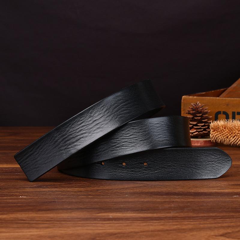 Headless Belt Men'S Genuine Leather First Layer Cowhide Belt Strip Trend No Buckle Smooth Buckle Belt Plate Buckle Belt No Buckle Head