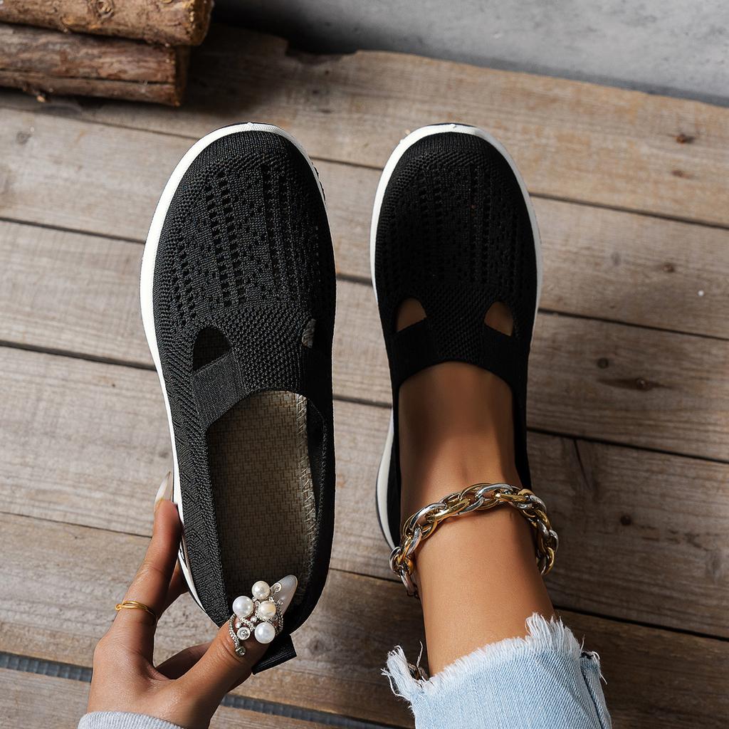 Fashion Airy Knit Slip-Ons for Women – Ultra-Lightweight Comfort Flats, Stylish White Design Perfect for Casual Days & All-Day Walking