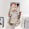 Retro Color Collision Phone Case For Honor Magic V Flip Hand Strap Protective PC Hard Shell Magic V Flip Back Cover