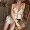 Original Erotic Lingerie, Sexy Deep V Lace Seductive Split Pajamas, Hot and Beautiful Back Uniform Set 8886