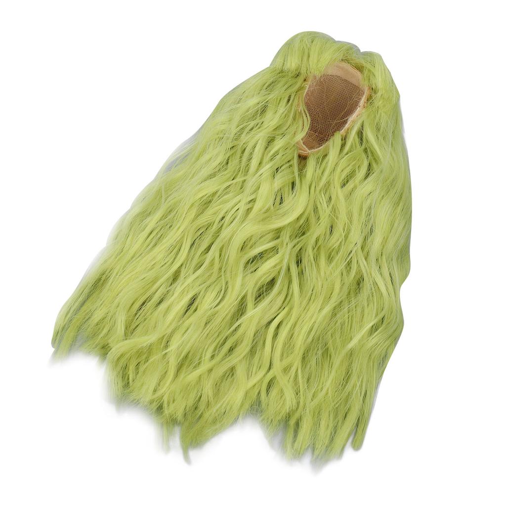 Doll Long Wig Soft Silk Mesh Cloth Simulated Scalp Flat Bang Green Artificial Hair for Ball Jointed