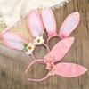 Roleplay Bunnies Girl Headband with Flower Designs Anime Headband Easter Cosplay Headdress Festival Dressingup Accessory