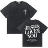 Gewaschenes Vintage Christian Jesus Grafik T-Shirt für Herren Hohe Qualität Baumwolle T-Shirts Herren Hip Hop Gothic Oversized T-Shirt Streetwear