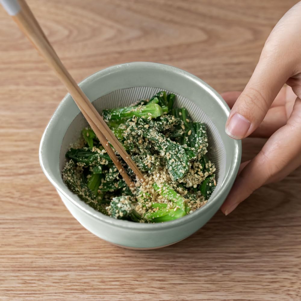 Malý hmoždíř Iwami Ware, celadon, haretoke x motosige, průměr 11 cm x výška 6 cm, vyrobeno v Japonsku, mini hluboký, mikrovlnný, vhodný do myčky, dětská výživa, sezam