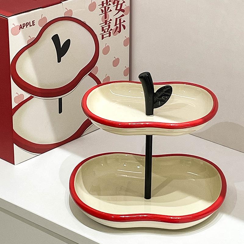 High-Value Ceramic Fruit Skewer Display: Multi-Layer Snack and Candy Plate for Living Room or Front Desk