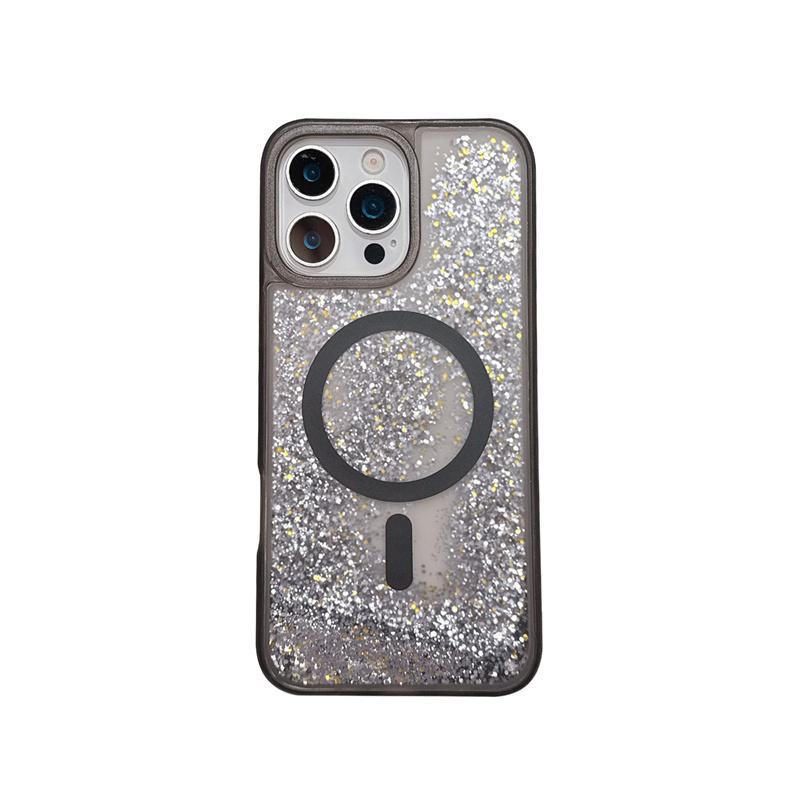 

Glitter Quicksand Case for iPhone 15 16 17 Pro Max Magnets Magnetic Moving Sand Phone Cover Hard Liquid Shell Matte Funda iPhone17