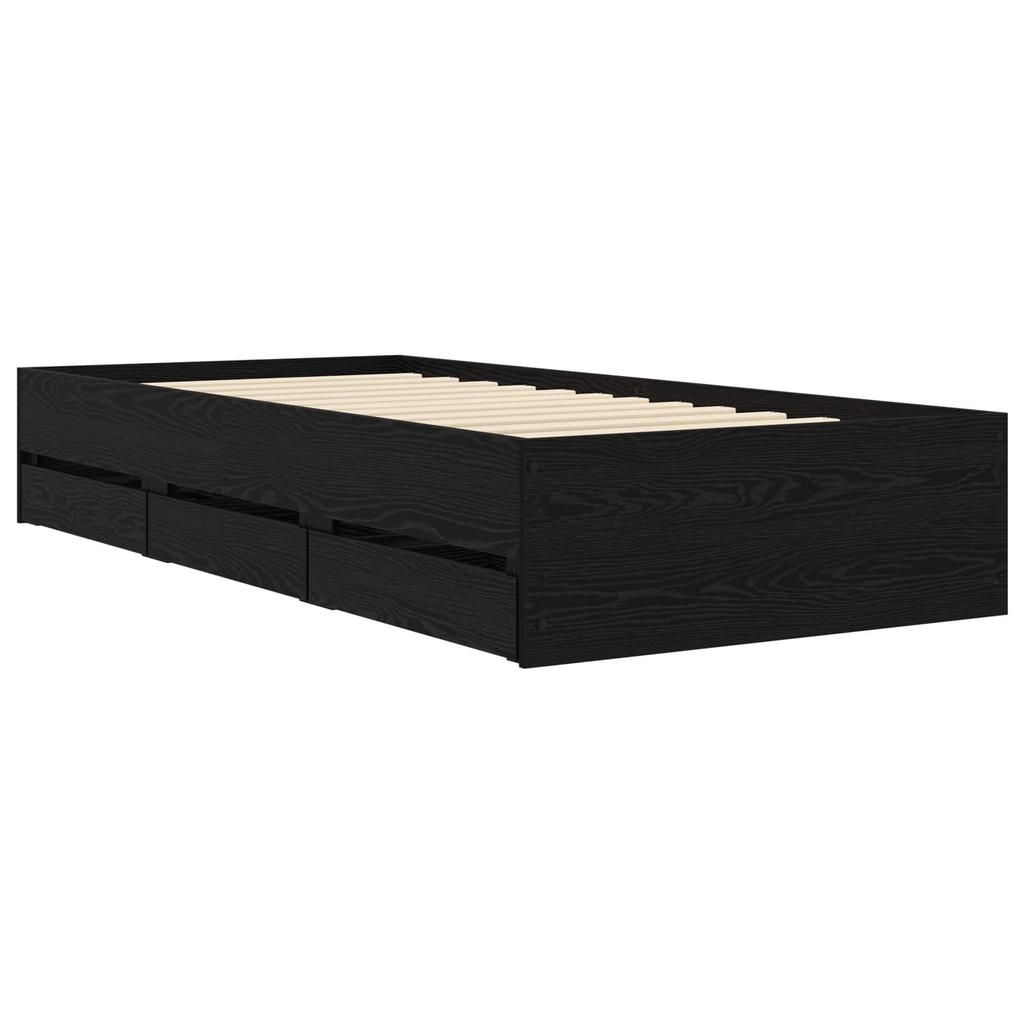 Bed Frame with Storage Black Oak 80 x 200 cm