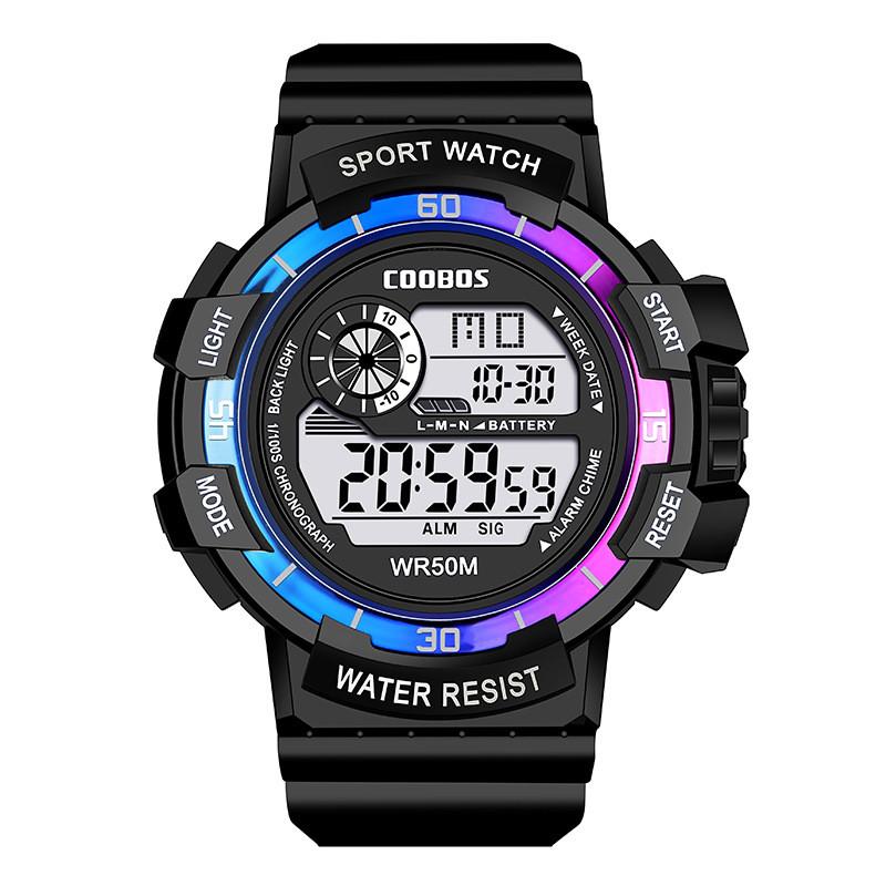 Student Sports Waterproof Digital Watch With Night Glow For Children Active Use синий