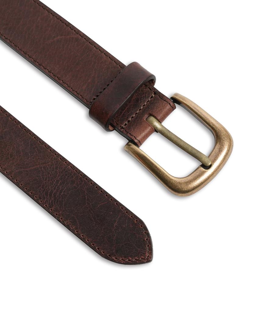 DOFFJASON Cowhide Vintage Cracked Leather Belt Brown