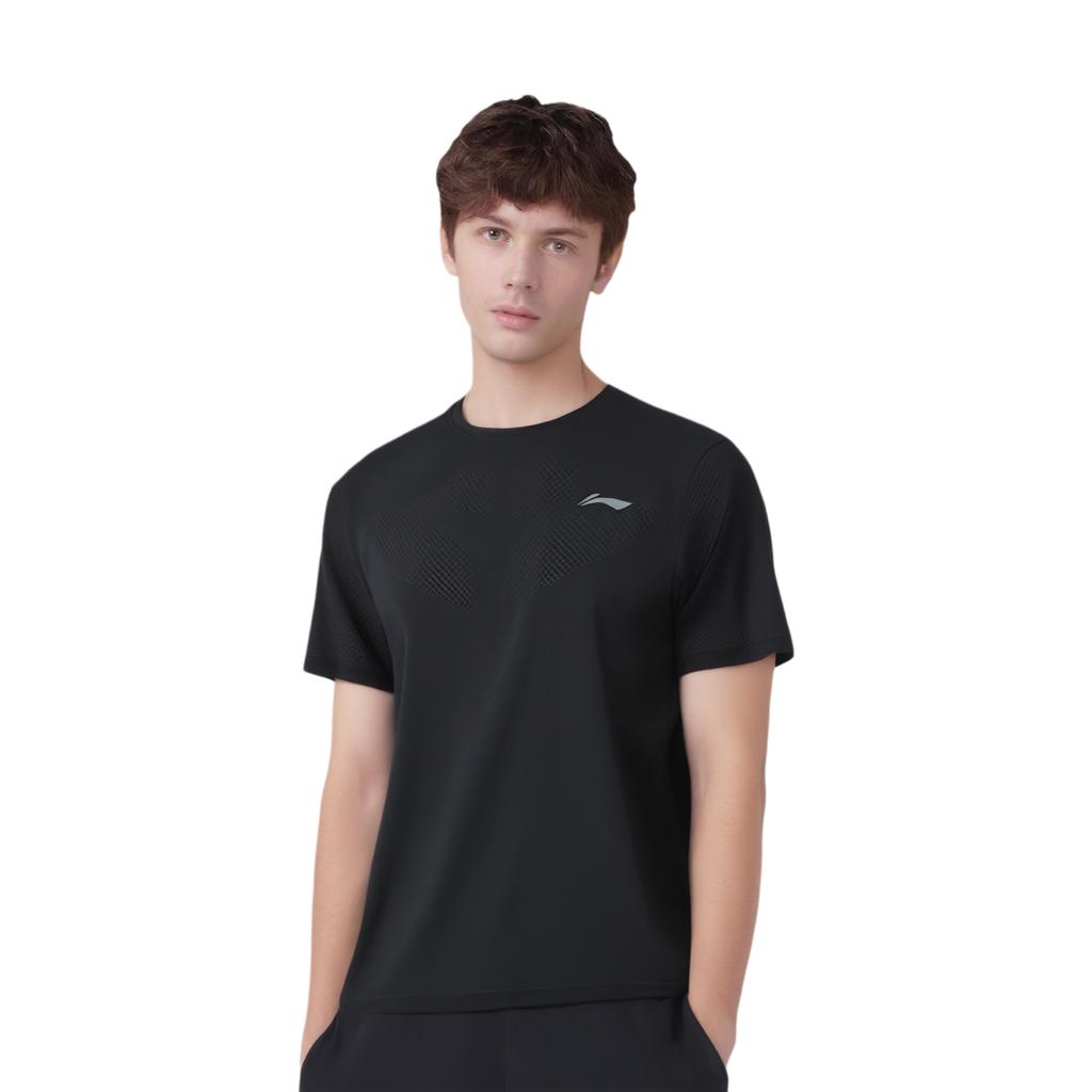 Li Ning Running Series Solid Color Quick-Dry Breathable Short Sleeve T-Shirt Men Tops Black ATST511-1