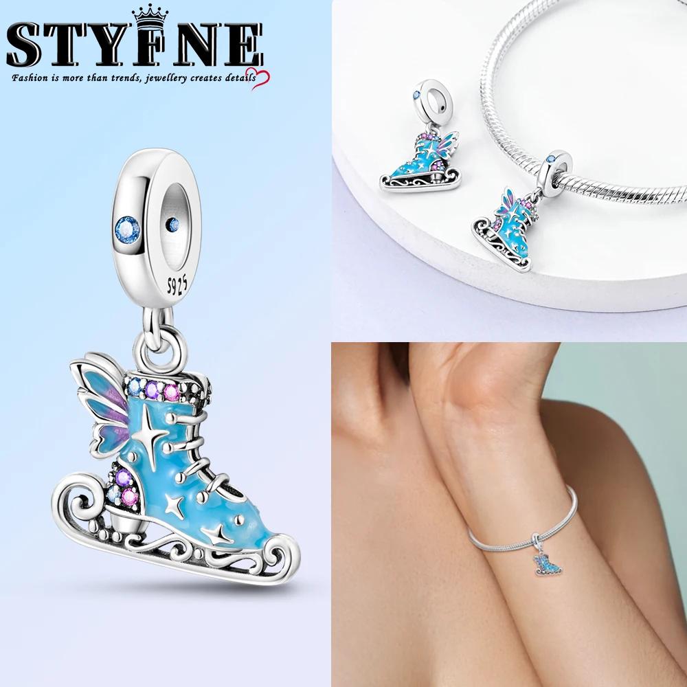 Exquisite Copper Ballet Dance Shoes High Top Canvas Shoe High Heels Charms Beads Fit Diy Bracelet Fine Birthday Jewelry Gift