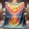 1pc 2D Mountain Sunset Stream Theme Pattern Flannel Blanket, Soft HD Digital Print, Cooling Blanket All-Season Use! Soft And Breathable 100% Polyester