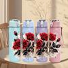 1PC Dark Red Rose Bouquet 750ml Color Plastic Sports Water Bottle Leakproof Flip Straw Lid Suitable for Sports Office Home Use