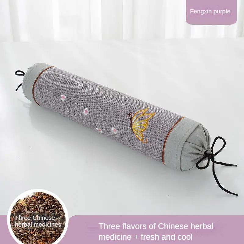 Argy Wormwood Pillow Cervical Support Improve Sleeping Single Cylindrical Pillow with Pillowcase for Sleep