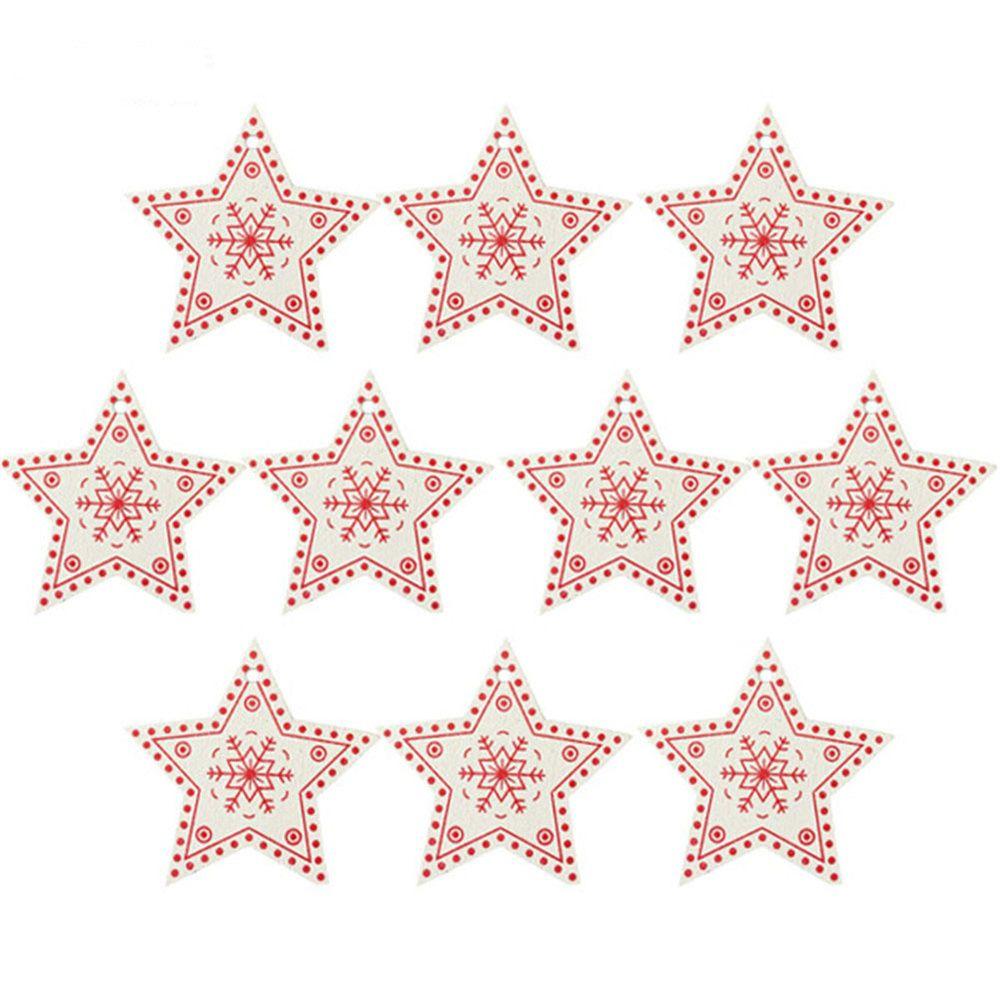 10pcs/set Gift Hanging Embellishment Party Supplies Wooden Tag Christmas Tree Ornament Star