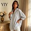 Women Collared Shirts Striped Shirt for Summer Autumn, Button Down Single Machine Washable Breasted Blouse, Dressy Casual Long Sleeve Top Breathable