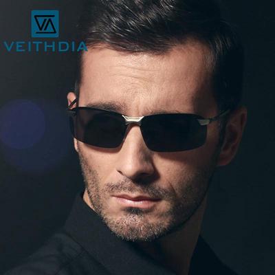 VEITHDIA Brand Designer Polarized Men's Sunglasses Rimless Sun Glasses Goggle Eyewear For Men 3043