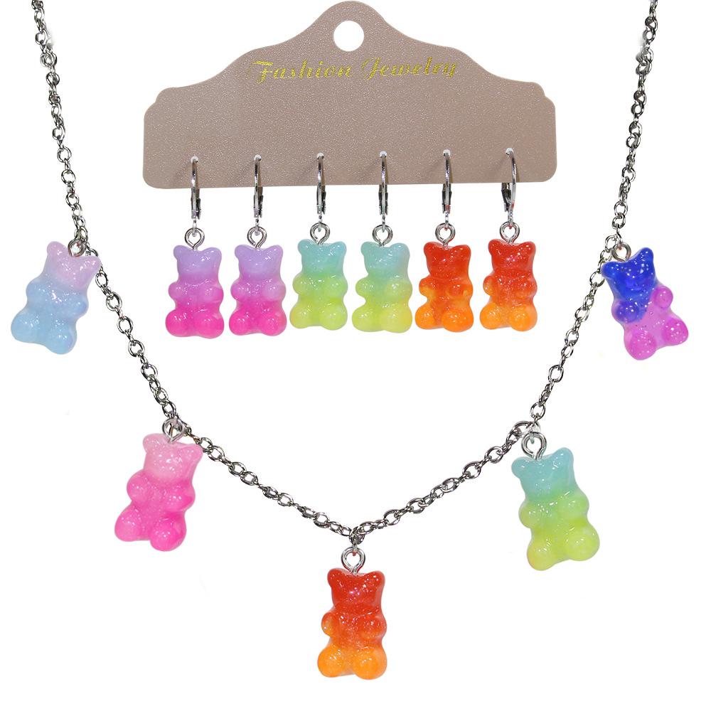 Set Collana e Orecchini Orsetto Colore Caramella - Gioielli Carini e Versatili per Donna