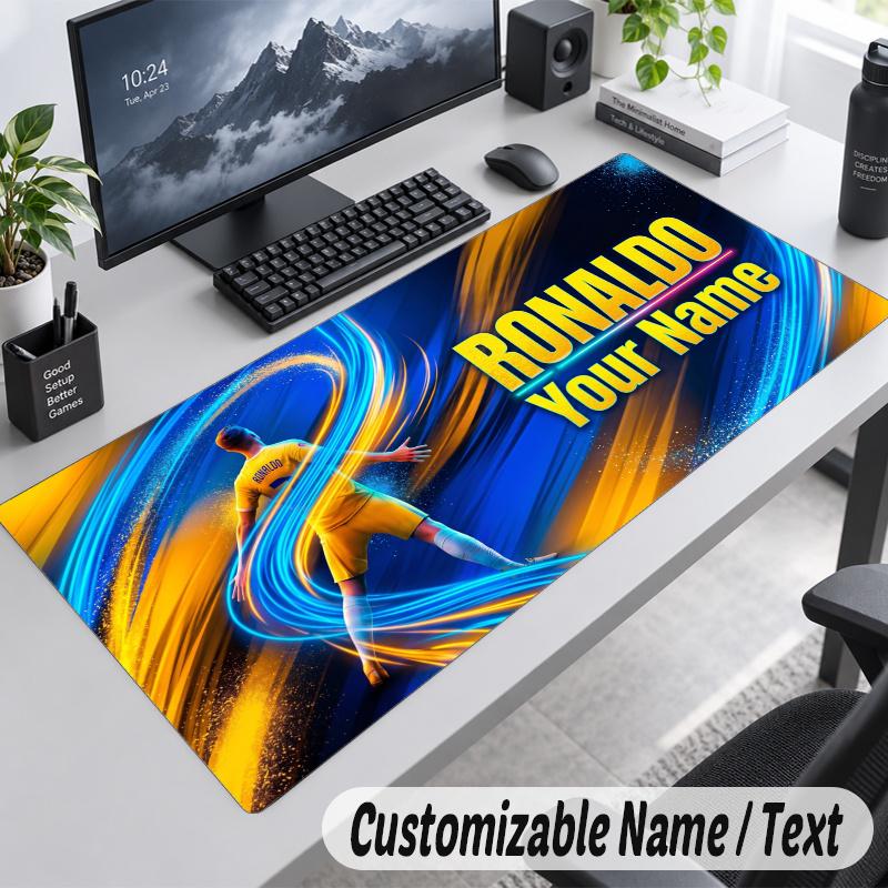 Cristiano Ronaldo Personalized Large Mouse Pad Custom Name Text Extended Desk Mat Gaming Mousepad