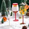 Decorative Christmas Themed Glasswares High Footed Glass Drinking Cup for Parties and Holiday Event Water Drinkware