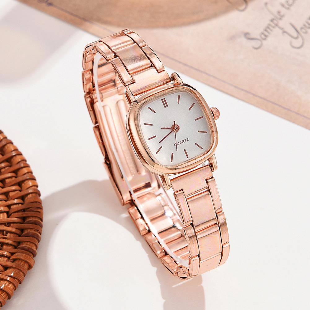 

Модные часы со стальным браслетом и квадратным циферблатом, женские кварцевые часы цвета розового золота, ретро повседневные женские наручные часы 05