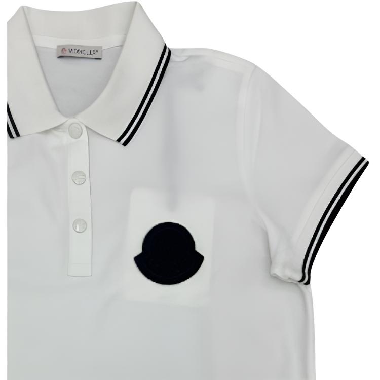 Moncler Logo Button Detail Color Block Short Sleeve Polo Shirt Women tops White 20938351600V8042034