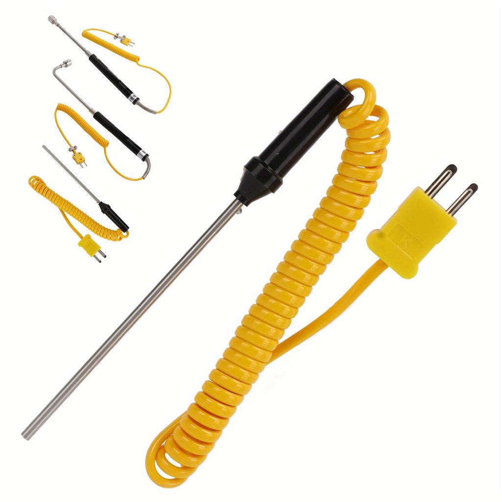 Thermoelement Typ K, hitzebeständiger Thermoelementsensor aus Stahl mit isoliertem Griff, hohe Genauigkeit, schnelle Reaktion, geeignet für Temperaturprüfungen