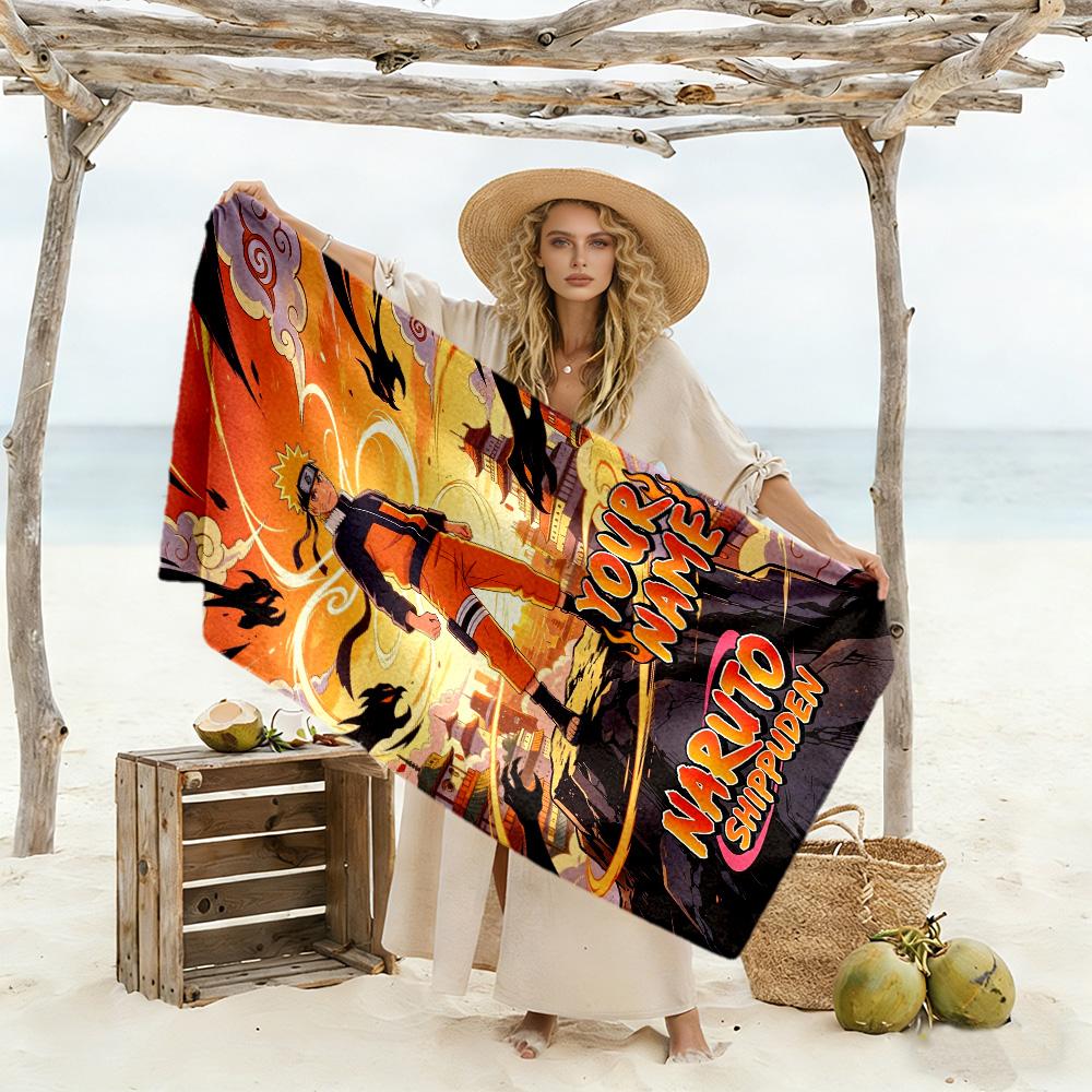 Naruto Character Customized Name Beach Towel Quick-Dry Soft Microfiber Perfect for Traveling Yoga Camping and Swimming