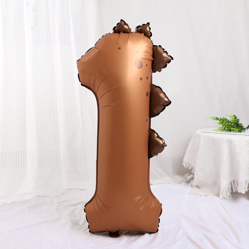 40inch Dinosaur Number Balloons for Kids Boy Girl Birthday Party Decoration Supplies 1st Birthday Cartoon Aluminum Foil Balloons 40Inch