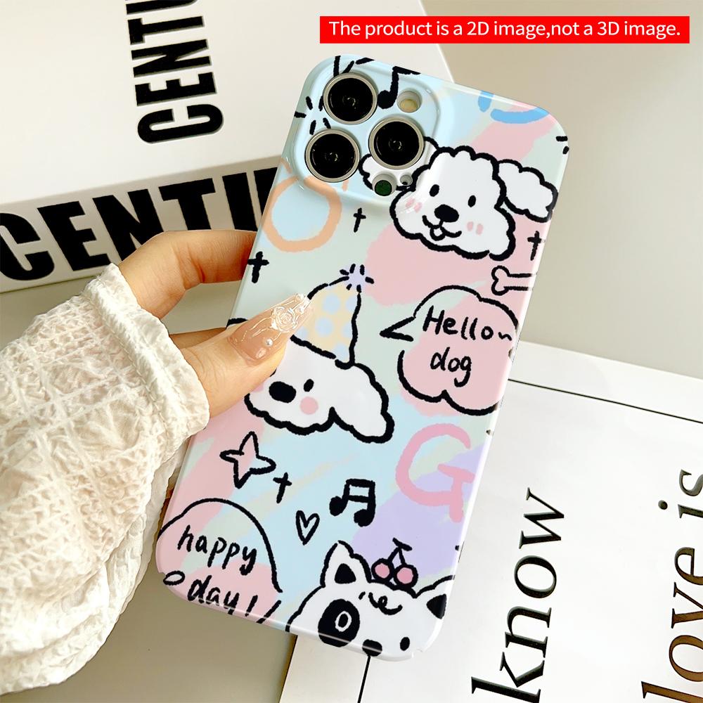 Cute Dog & Cat Doodle Phone Case All Inclusive Film Hard Phone Case, Compatible with iPhone 18 Pro Max 17 16 15 14 13 12 11