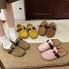 Baotou Buckle Flat Slippers Women's 2025 New Retro Fashion Temperament Casual Single Shoes Comfortable Half Slippers Women