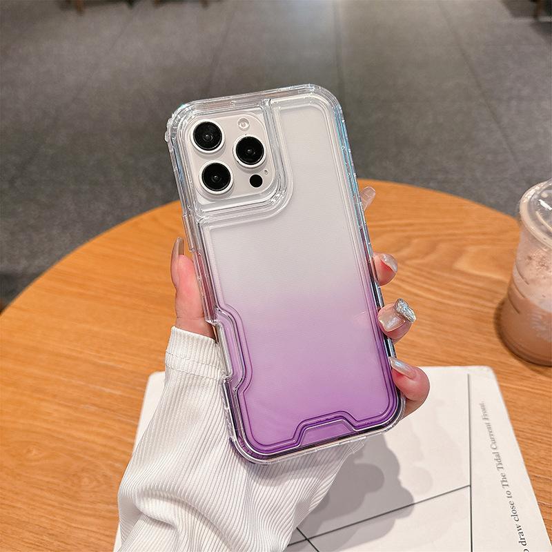 

For IP16promax Colorful 2-in-1 PC Upper and Lower Cover and TPU Transparent Purple Mobile Phone Protective Case 360 full Package IP 16 Promax