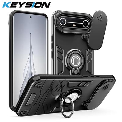 KEYSION Shockproof Armor Case for TECNO Spark Slim 4G Camera Lens Protection Ring Stand Phone Back Cover for Tecno Pova Slim 5G