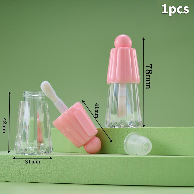 4-5ml Pusta tubka na błyszczyk z dużą główką pędzelka, DIY Plastikowy elegancki pojemnik na płynną pomadkę, Okrągła mini buteleczka na próbki błyszczyka