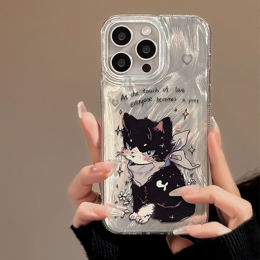 IMD Feather Yarn Naughty Kitten Suitable for iPhone17promax Apple 16 Mobile Phone Case 14/15 Large Hole 17